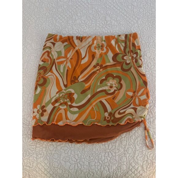 Wild Fable Y2K, 70th, psychedelic print, mini skirt, XL - Picture 1 of 5